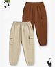 Trampoline Cotton Blend Knit Pack Of 2 Solid Cargo Style Joggers - Brown & Beige