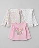 Babyhug Cotton Knit Full Sleeves T-Shirts with Polka Dots Foral Print Pack of 3 - Light Pink White Pink