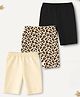 Trampoline Cotton Blend Knit Pack Of 3 Leopard Printed & Solid Cycling Shorts - Multi Colour