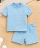 Trampoline Boys Jacquard Knit Cotton Blend Embossed Tee & Shorts Set - Sky Blue