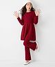 Pine Kids Knit Full Sleeves Solid Sweater Set - Red