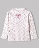 Babyhug Cotton Knit AOP Skivi Full Sleeves Winter T-Shirt with Bow Embroidery and Floral Print - White
