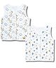LazyToddler 100% Muslin Woven Pack Of 2 Sleeveless Giraffe & Alphabets Printed Jhablas - Multi Colour