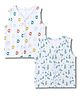 LazyToddler 100% Muslin Woven Pack Of 2 Sleeveless Elephant & Dinosaur Printed Jhablas - Multi Colour
