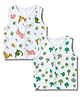 LazyToddler 100% Muslin Woven Pack Of 2 Sleeveless Vegetable & Dinosaur Printed Jhablas - Multi Colour