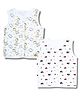 LazyToddler 100% Muslin Woven Pack Of 2 Sleeveless Giraffe & Vehicle Printed Jhablas - Multi Colour