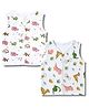 LazyToddler 100% Muslin Woven Pack Of 2 Sleeveless Dinosaur & Animal Printed Jhablas - Multi Colour