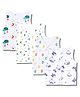 LazyToddler 100% Muslin Woven Pack Of 4 Sleeveless Whale Alphabets & Elephant Printed Jhablas - Multi Colour