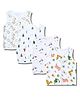 LazyToddler 100% Muslin Woven Pack Of 4 Sleeveless Tree Dinosaur & Bicycle Printed Jhablas - Multi Colour