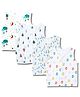 LazyToddler 100% Muslin Woven Pack Of 4 Sleeveless Elephant Dinosaur Moon & Stars Printed Jhablas - Multi Colour