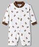 Junior Star Full Sleeves Teddy Bear Printed Romper - White