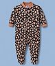 Junior Star Full Sleeves Hearts Printed Footed Romper - Beige