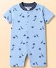 Junior Star Half Sleeves Dinosaurs Printed Romper - Blue