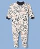 Junior Star Full Sleeves Animals Printed Footed Sleepsuit - Beige