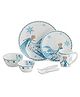 CELLO Kidzbee Moon Mates Design Set of 7 Piece Opalware Kids Dinner Set, White | Food Grade Toughened OpalGlass, Microwave & Dishwasher Safe, Bone Ash Free, Stackble Bowls Mug & Plates Kids Dinner Set