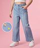 Mark & Mia Cotton Lycra Full Length Embroidered Denim Jeans - Light Blue