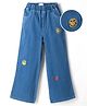 Mark & Mia Cotton Lycra Denim Jeans with Smiley Embroidery - Blue
