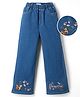 Mark & Mia Cotton Lycra Full Length Denim Jeans With Floral Embroidery - Blue