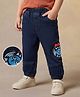 Mark & Mia Cotton Lycra Denim Full Length Jeans with Smiley Patch - Blue