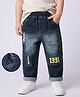 Mark & Mia Cotton Lycra Denim Full Length Jeans with Embroidery Detailing - Dark Blue