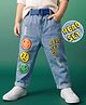 Mark & Mia Cotton Lycra Denim Full Length Jeans With Text Print Detailing & Belt - Blue