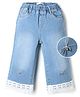 Mark & Mia Cotton Denim Full Length Jeans With Lace & Bow Detailing - Blue