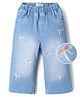 Mark & Mia Cotton Denim Full Length Jeans with Bow Embroidery - Blue