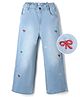 Mark & Mia Cotton Denim Full Length Jeans with Bow Embroidery - Blue