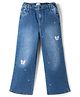 Mark & Mia Cotton Lycra Denim Full Length Jeans and Butterfly Embroidery in Blue