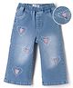 Mark & Mia Cotton Lycra Full Length Denim Jeans with Heart Embroidery in Blue