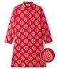 EARTHY TOUCH Cotton Woven Knit Full Sleeves Floral Foil Printed Kurta - Red