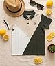 Biglilpeople Cotton Woven Half Sleeves Colour Blocked Polo Tee - Multi Colour