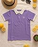Biglilpeople Cotton Woven Half Sleeves Solid Polo Tee - Lavender