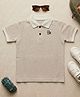 Biglilpeople Cotton Woven Half Sleeves Solid Polo Tee - Beige