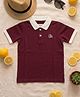 Biglilpeople Cotton Woven Half Sleeves Solid Polo Tee - Maroon