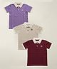 Biglilpeople Cotton Woven Pack Of 3 Half Sleeves Solid Polo Tees - Lavender Beige & Maroon