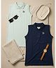 Biglilpeople Cotton Woven Pack Of 2 Sleeveless Solid Dresses - Blue & Navy Blue