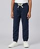 Biglilpeople Cotton Woven Solid Joggers - Navy Blue