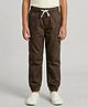 Biglilpeople Cotton Woven Solid Joggers - Brown