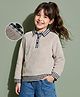 Arias Polar Fleece Knit Yarn Dyed Collared Checked Sweatshirt with Full Sleeves - Grey