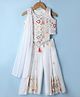 Blabber Sleeveless Mirror Work Detailed & Ethnic Embroidered Kurti & Palazzo Set With Dupatta - White