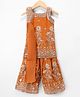 Blabber Sleeveless Sequins & Gota Lace Embellished Floral Embroidered Kurti Palazzo Set With Dupatta - Rust