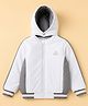 Pine Kids Woven Hoodie Jacket with Full Sleeves, Detachable Hood and Triangle Embroidery in White