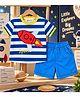 Googo Gaaga Cotton Knit Half Sleeves Rocket Printed Tee With Shorts Set - Blue