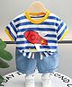 Googo Gaaga Cotton Knit Half Sleeves Rocket Printed Tee With Shorts Set - Blue