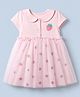 Babyhug Single Jersey Knit Frock with Half Sleeves and Strawberry Print in Pink