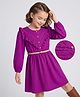 Hola Bonita Cotton Woven Dress and Belt with Full Sleeves in Purple for 4-5 Years