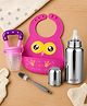 AEREX Silicone Baby Feeding Set with Adjustable Bib, Stainless Steel Baby Bottle, Fruit Feeder Nibbler & Cleaning Brush BPA Free Infant Feeding Essentials Kit for Toddlers (Purple)