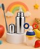 AEREX Stainless Steel Feeding Bottle with Nipple, Fruit Feeder Pacifier with Soft Silicone Nibbler, Cleaning Brush BPA Free, Safe & Durable Baby Feeding Essentials Gift Set (White)