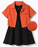 Hola Bonita Cotton Woven Half Sleeves Frock with Jacket - Rust Orange
